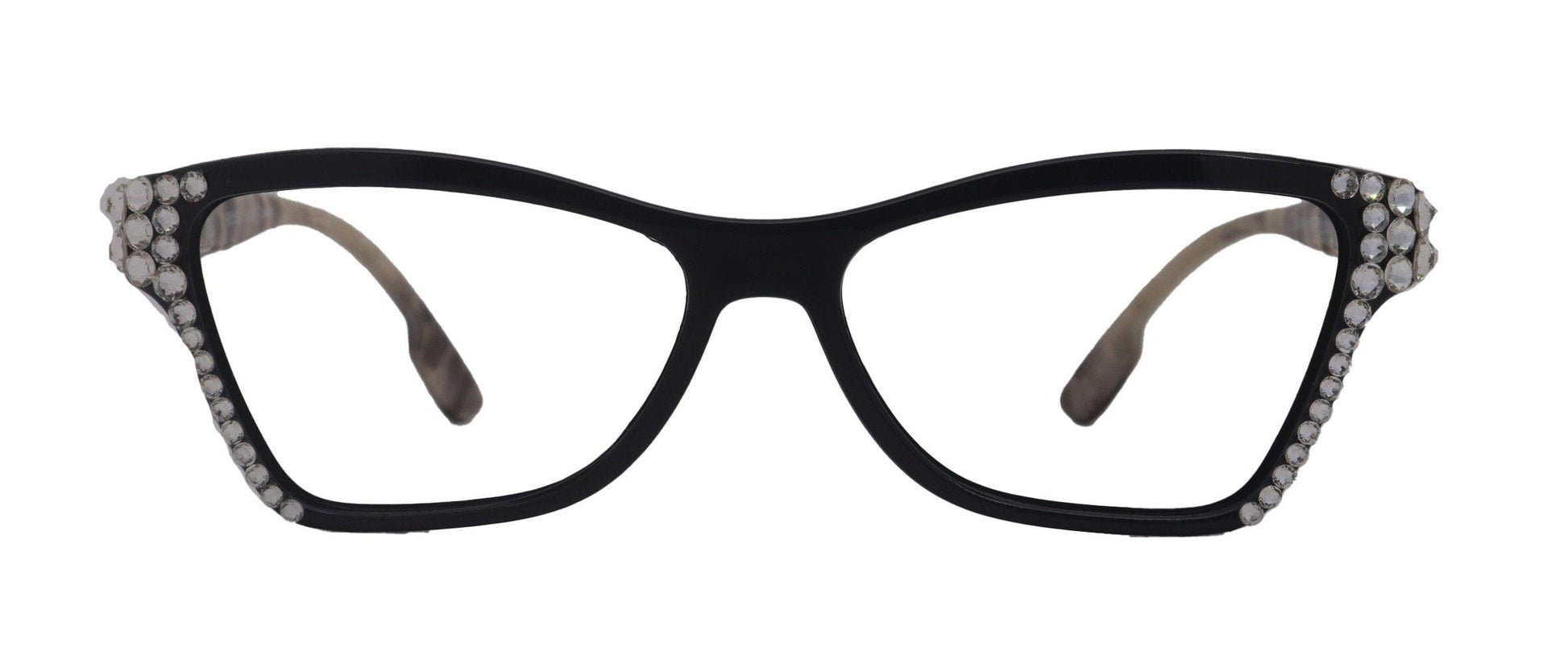 Avian, (Bling) Women Reading Glasses w (Clear) Genuine European Crystals, Magnifying Cat Eye (Black) NY Fifth Avenue