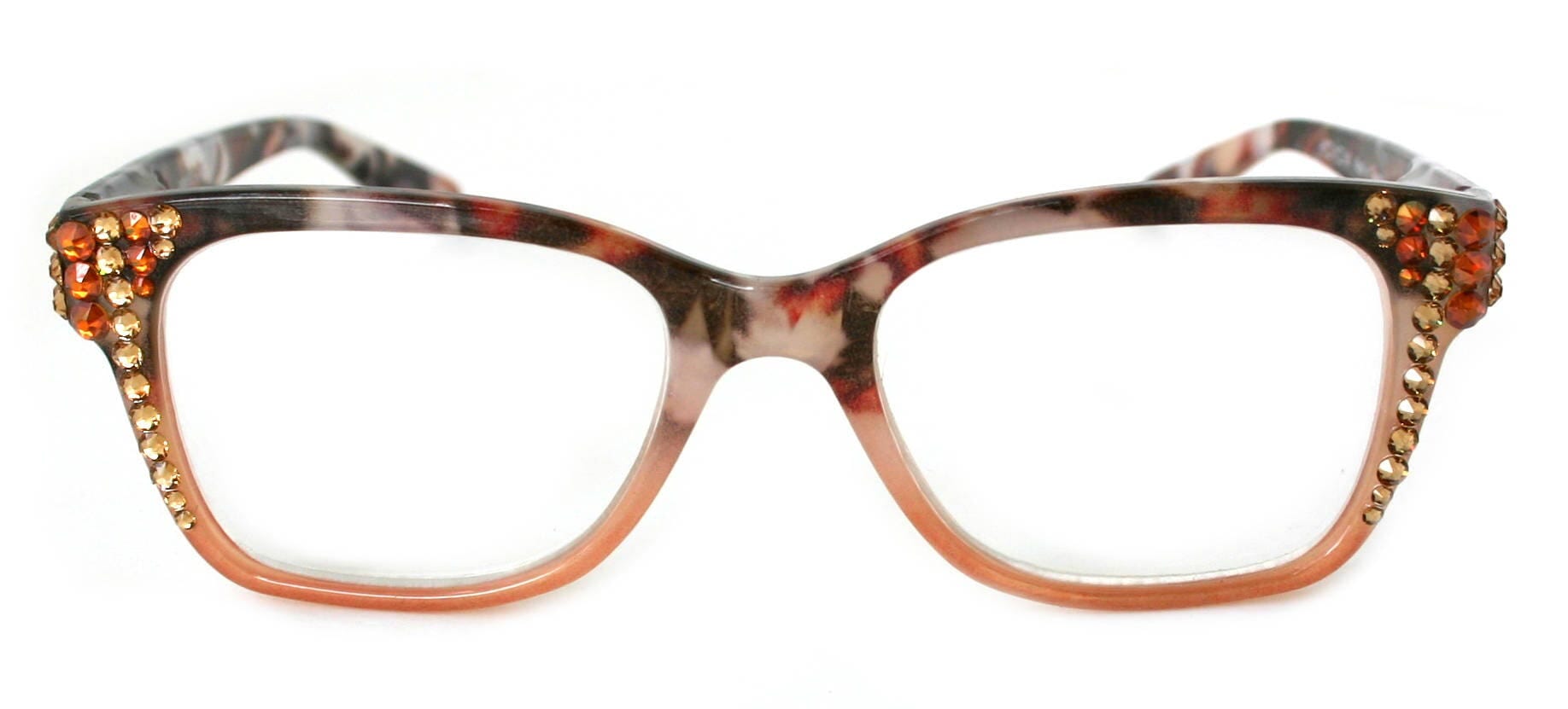 Aya, (Bling) Women Reading Glasses Adorned W ( Cooper, Light Colorado) Genuine European Crystals. +1.25.. +3 Square NY Fifth Avenue