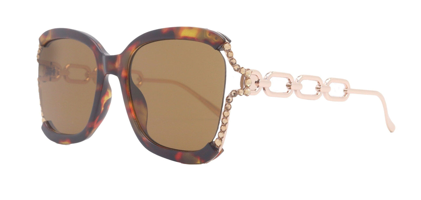 Bling Square Women Sunglasses W Genuine European Crystals, 100% UV Protection. NY Fifth Avenue