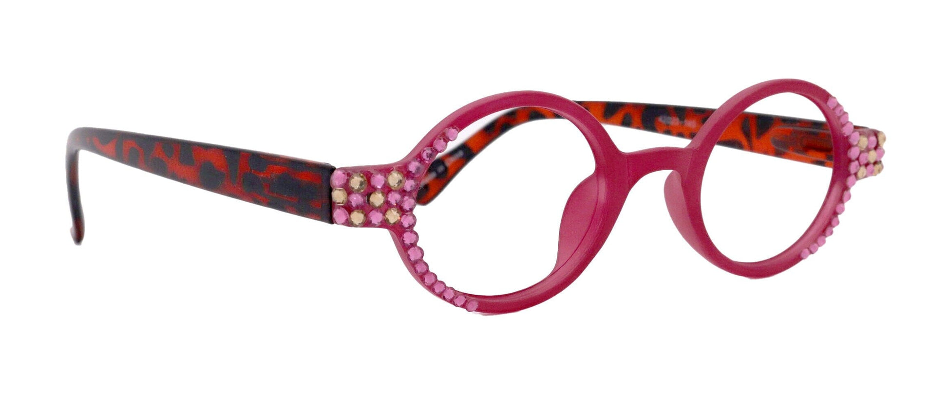 Bling Women Reading Glasses Rose W light Colorado Genuine European Crystals, Round (rose) Tortoiseshell. NY Fifth Avenue