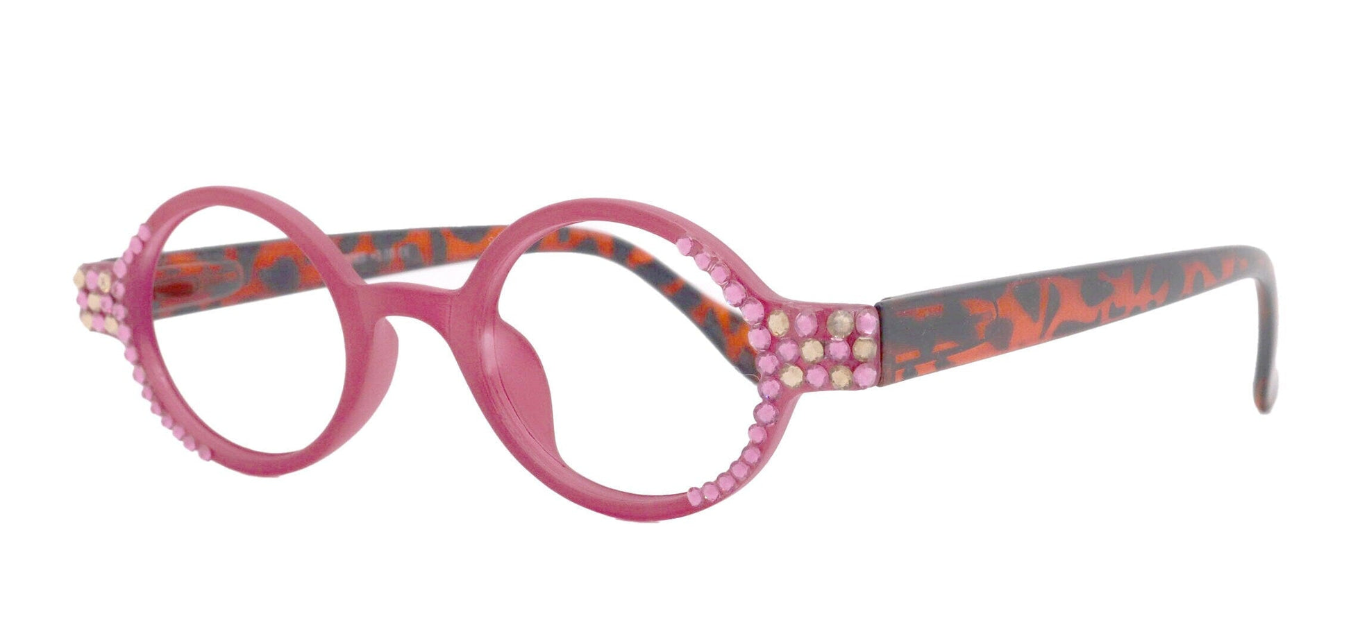 Bling Women Reading Glasses Rose W light Colorado Genuine European Crystals, Round (rose) Tortoiseshell. NY Fifth Avenue