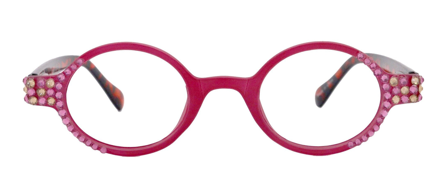 Bling Women Reading Glasses Rose W light Colorado Genuine European Crystals, Round (rose) Tortoiseshell. NY Fifth Avenue