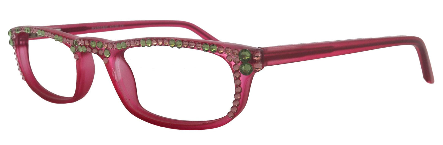 Bling Women Reading Glasses W (Rose) (Peridot) Genuine European Crystals +1.50..+2.75 (Pink) NY Fifth Avenue