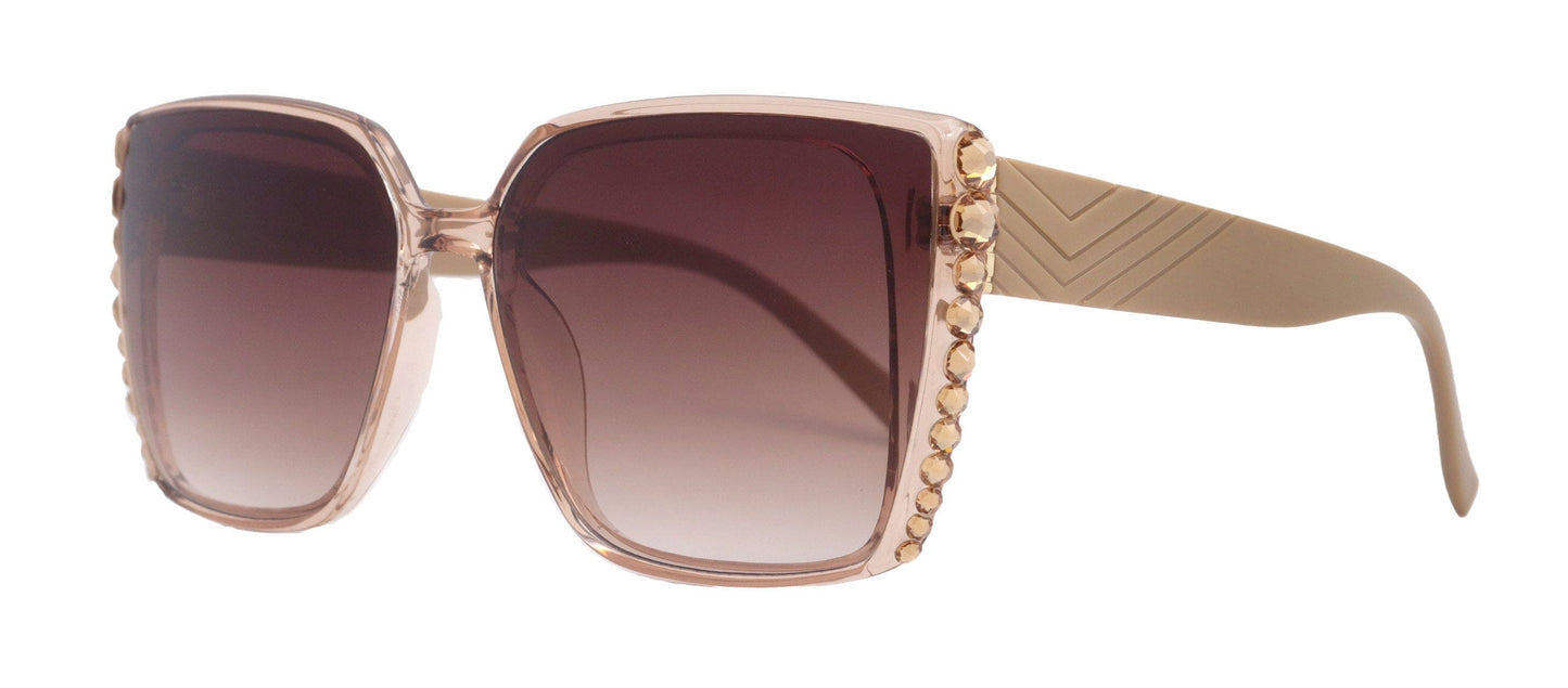 Bling Women Sunglasses Brown Genuine European Crystals, 100% UV Protection. NY Fifth Avenue