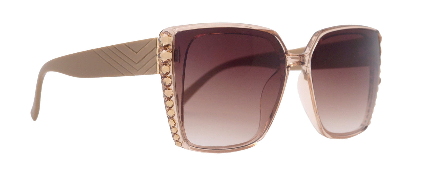 Bling Women Sunglasses Brown Genuine European Crystals, 100% UV Protection. NY Fifth Avenue