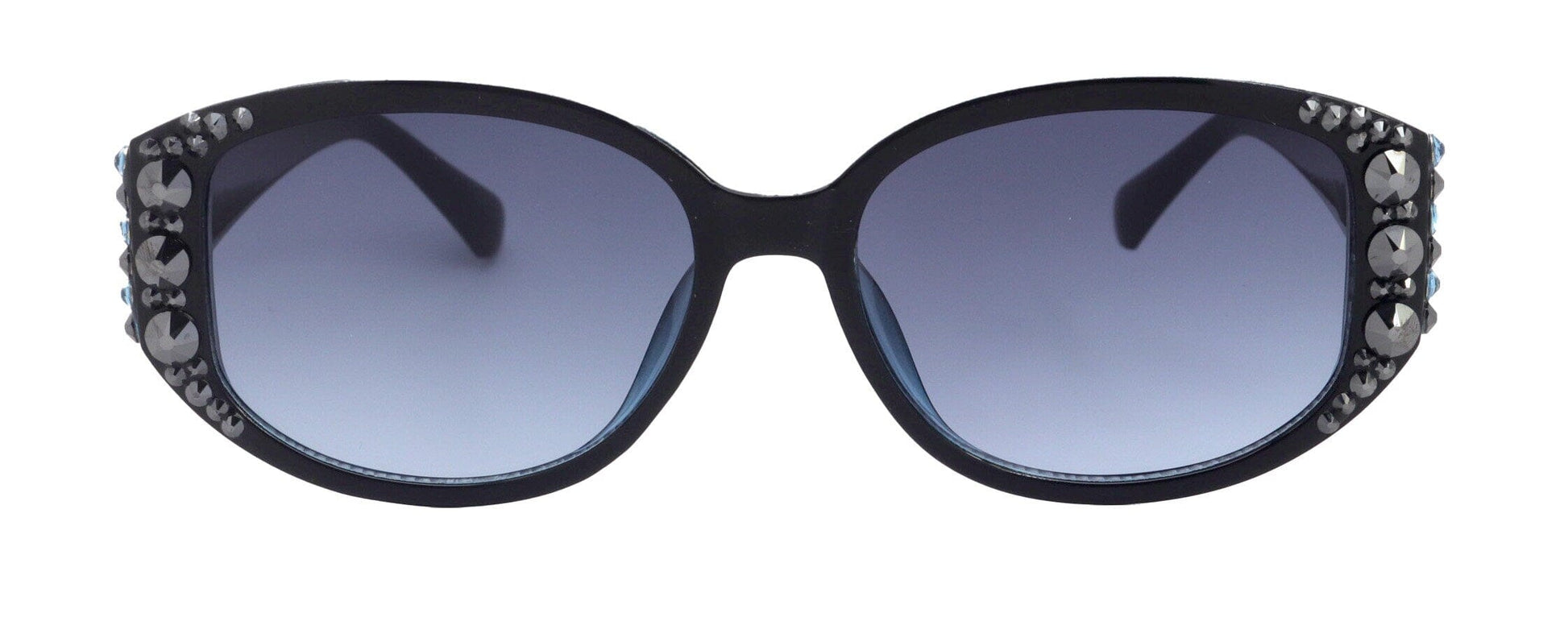 Bling Women Sunglasses W Hematite and Aquamarine Genuine European Crystals, 100% UV Protection. NY Fifth Avenue