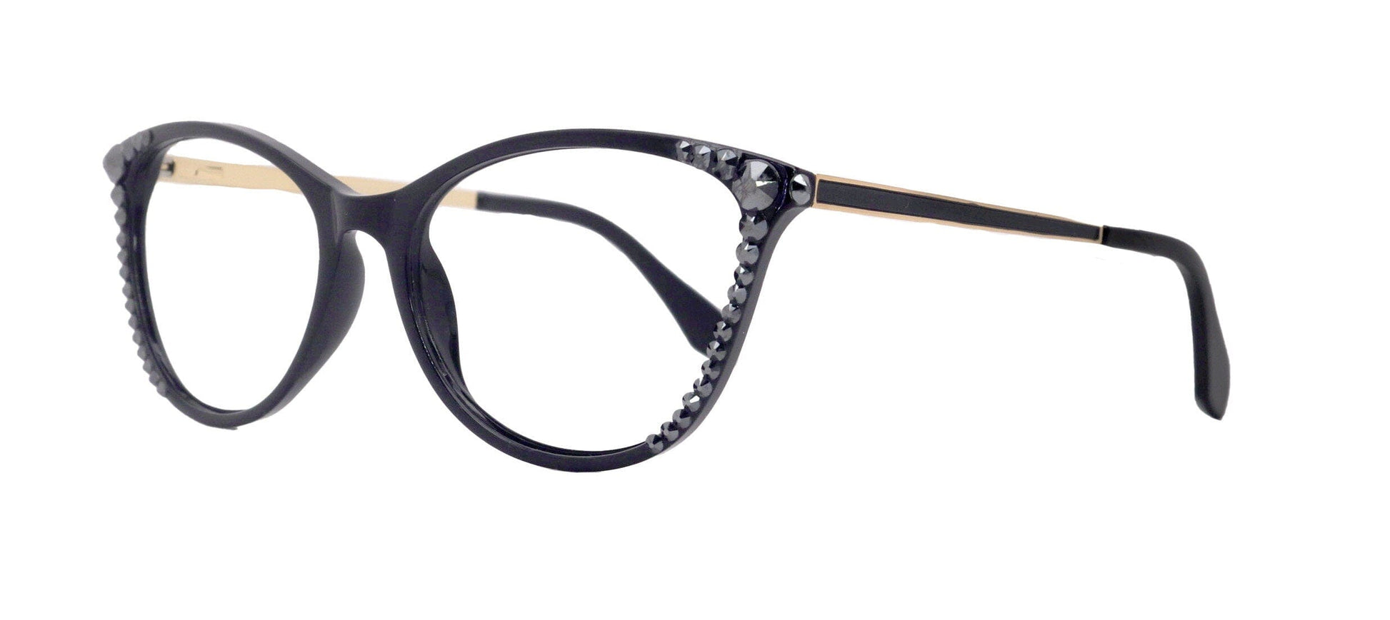 Cattitude Bling Reading Glasses 4 Women W Hematite Genuine European Crystals, Magnifying Cat Eye NY Fifth Avenue