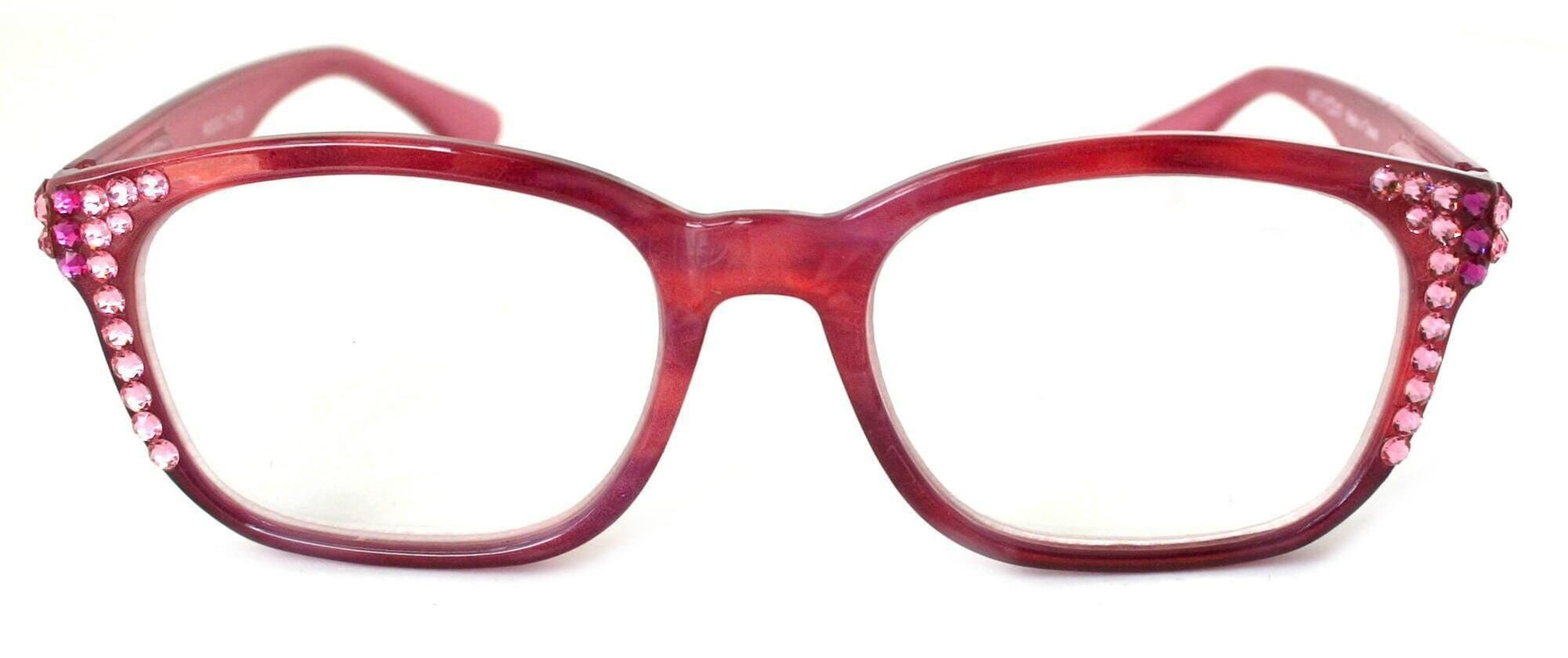 Coral, (Bling) Reading Glasses For Women W (Rose, Light Rose) Genuine European Crystals. +1.50 to +3 Marble Pattern Frame. NY Fifth Avenue.