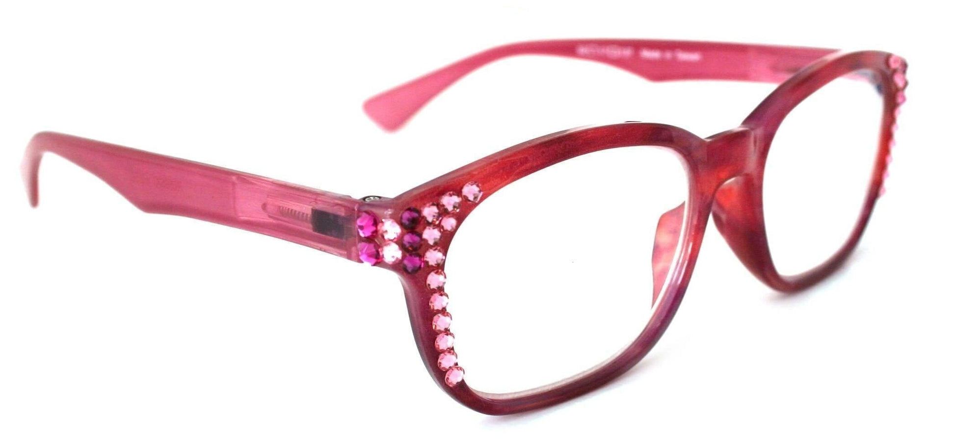 Coral, (Bling) Reading Glasses For Women W (Rose, Light Rose) Genuine European Crystals. +1.50 to +3 Marble Pattern Frame. NY Fifth Avenue.