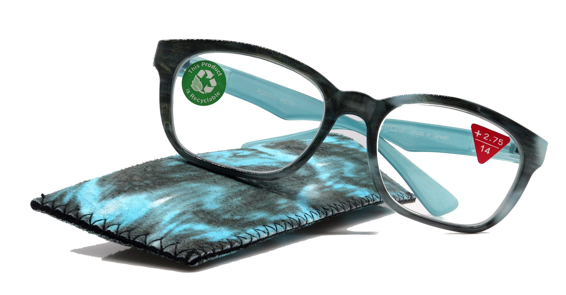 Coral, (Premium) Reading Glasses, High End Readers +1.25 to +3. Magnifying Glasses (Blue) Rectangular style. Optical Frame. NY Fifth Avenue.