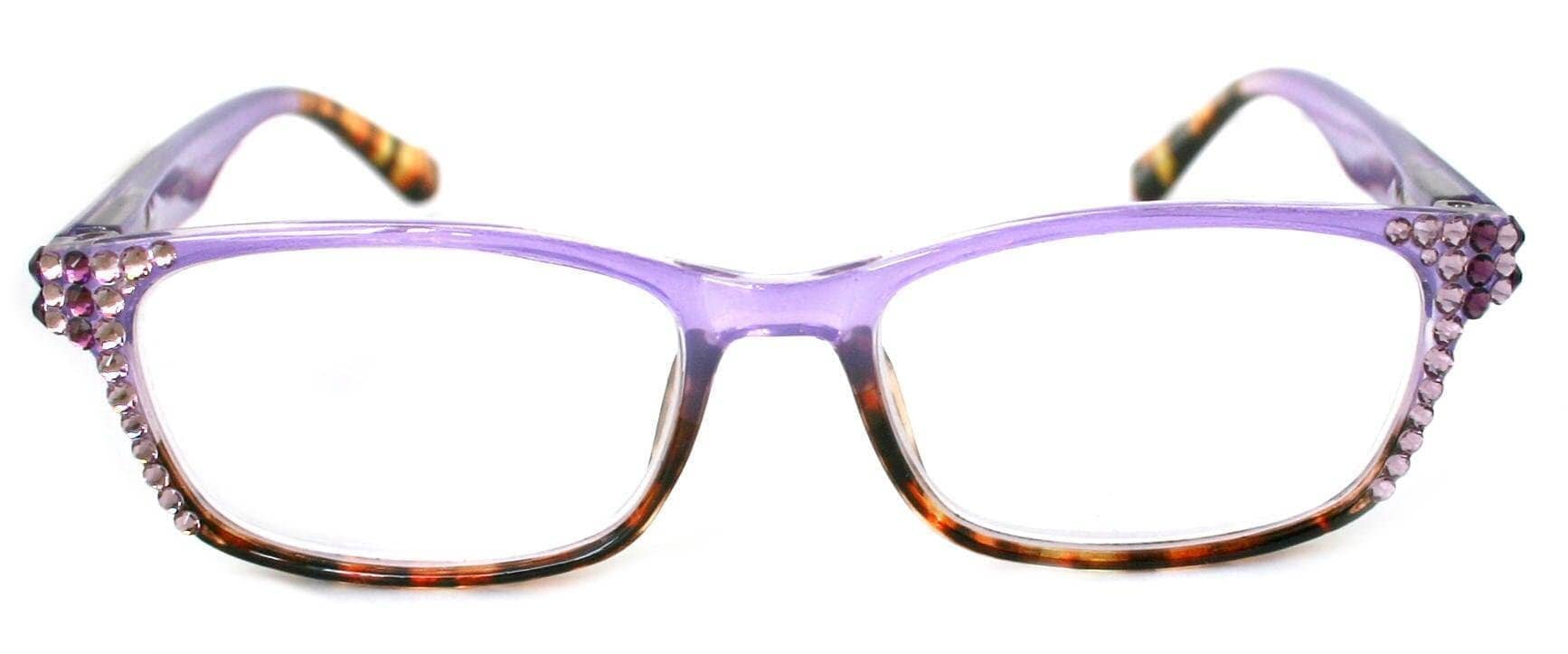 Desiree, (Bling) Women Reading Glasses W (Light Amethyst, Amethyst) Genuine European Crystals +1.5..+6 High Strength NY Fifth Avenue