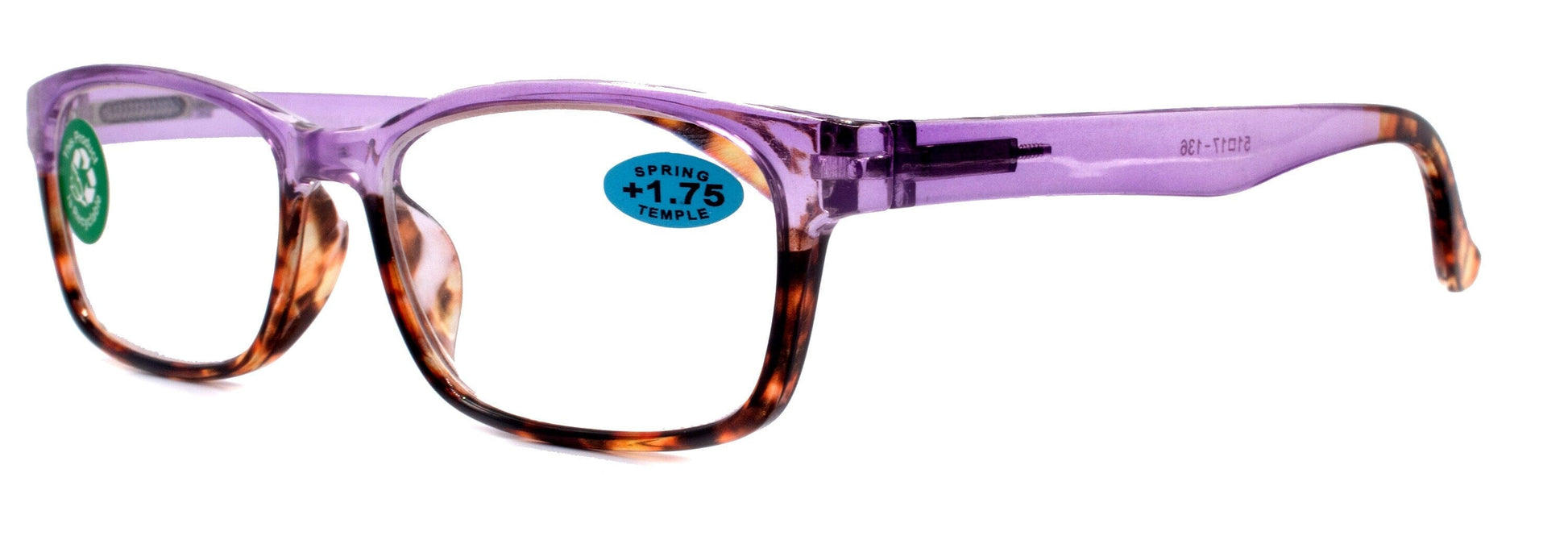 Desiree, (Premium) Reading Glasses High End Reader +1.25..+3 Magnifying Wayfarer Style (Purple Tortoise Brown) Optical Frame NY Fifth Avenue