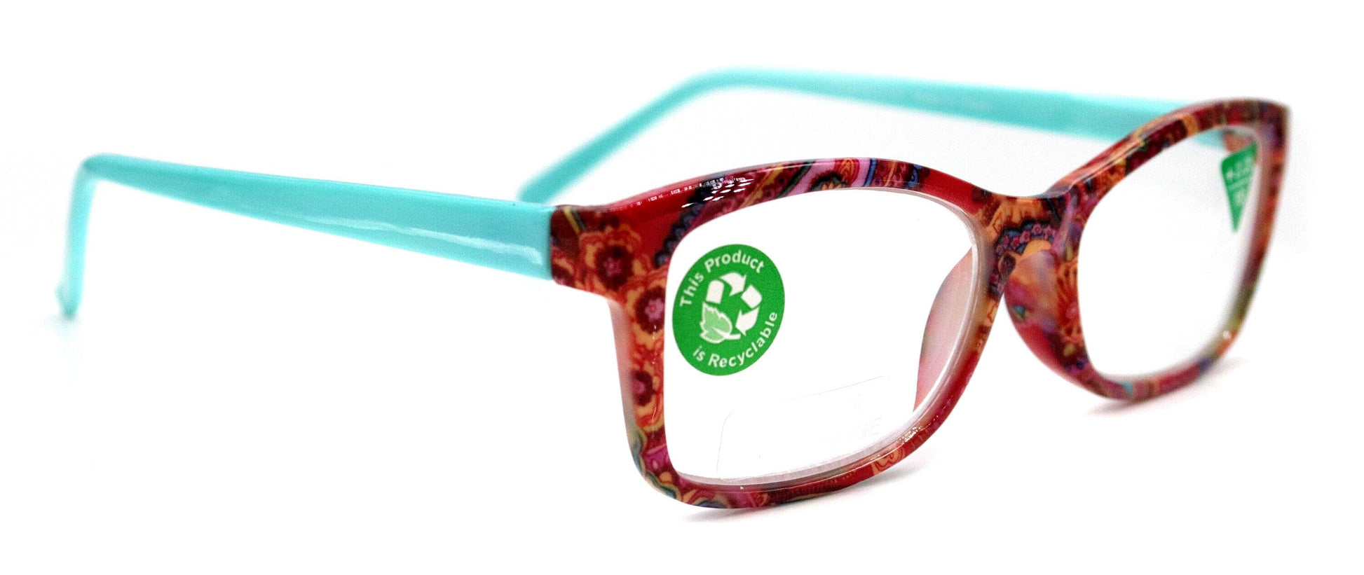 Frida, (Premium) Reading Glasses, High End Readers +1.25 ..+3 magnifying Eyeglasses, Square Optical Frame (Fuchsia) Paisley. NY Fifth Avenue