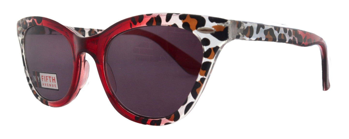 Gatsby, High-End Line Bifocal (Clear On Top) Sun Readers for Women OR Non-Bifocal Readers Sunglasses (Red Cheetah ) NY Fifth Avenue