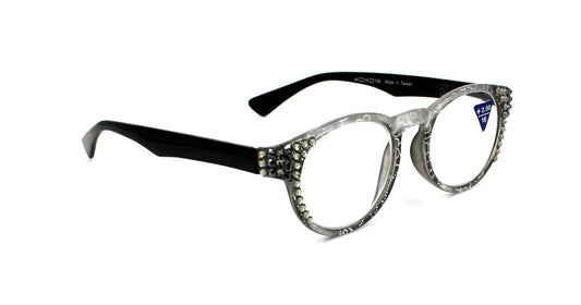 Grace, (Bling) Reading Glasses for Women W (Black Diamond, Hematite) Genuine European Crystals (Metallic Silver, Black) NY Fifth Avenue