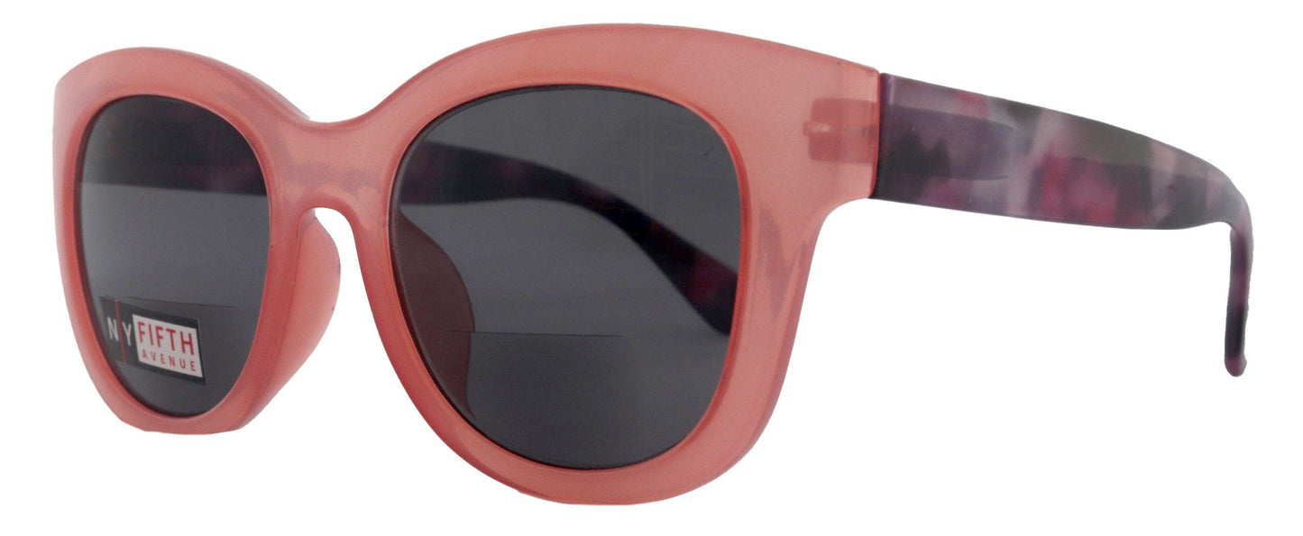 Greenville, High-End Line Bifocal (Clear On Top) Sun Readers for Women OR Non-Bifocal Readers Sunglasses (Pink) NY Fifth Avenue