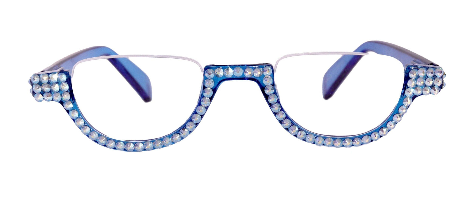 Half Moon, (Bling) Woman Reading Glasses W (AB Aurora Borealis) Genuine European Crystals Reader +1.25 +1.50..+4 Frame, NY Fifth Avenue