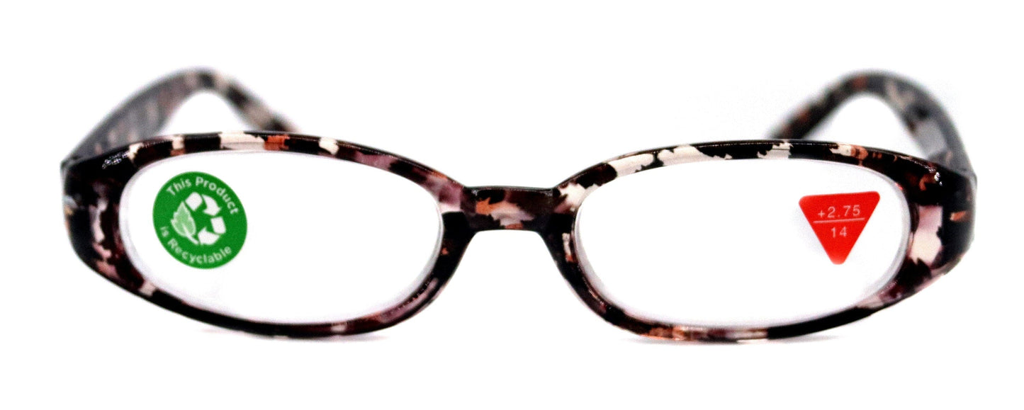 Isabella, (Premium) Reading Glasses, Fashion Reader (Leopard Brown) Print, Oval +4 +4.50 +5 High Magnification, NY Fifth Avenue (Wide Frame)