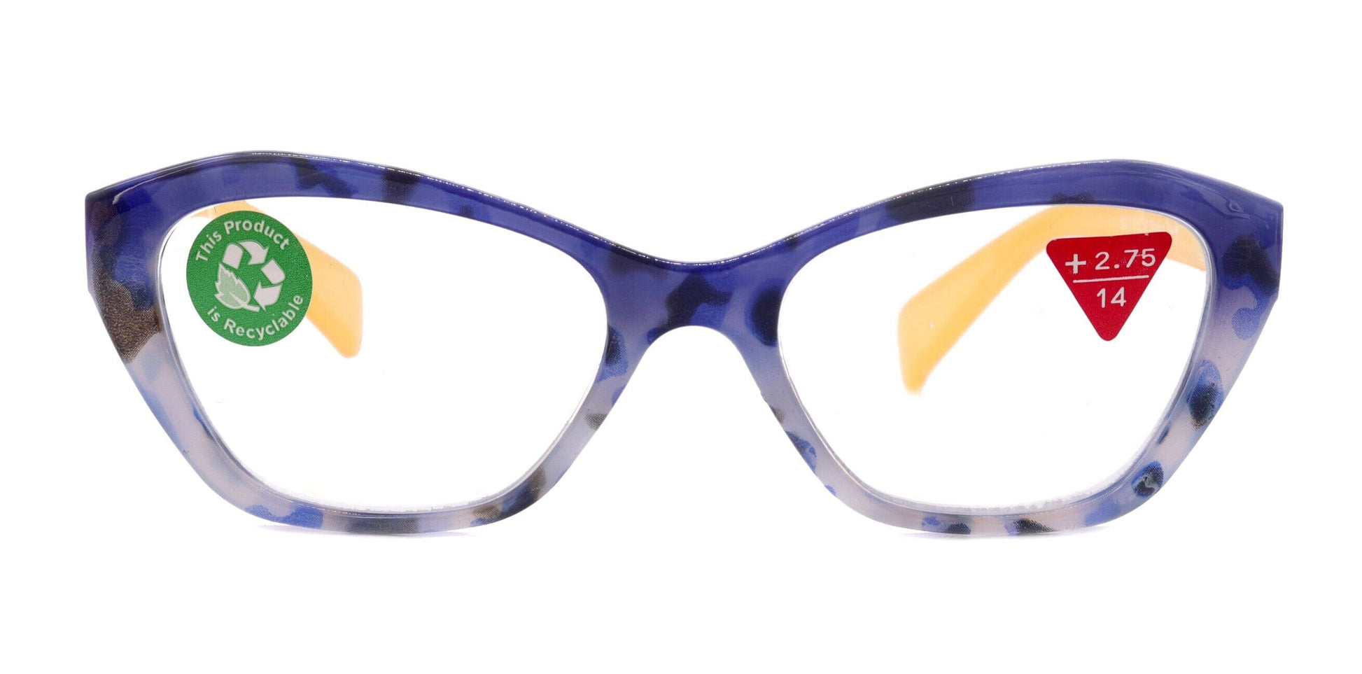 Jane, (Premium) Reading Glasses, High End Readers +1.25..+3 Magnifying Glasses (Blue, Yellow) Cat Eye, NY Fifth Avenue