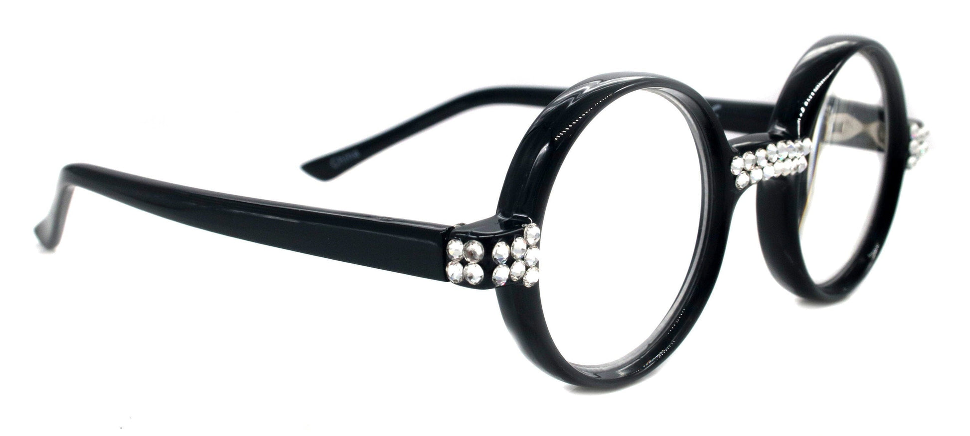 Janis, (Bling) Round Reading Glasses 4 Women Adorned W (Clear) Genuine European Crystals, Round Circle Shape +1.25.+3 Reader NY Fifth Avenue