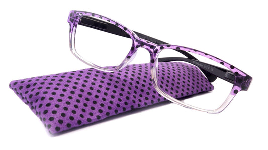 Julia, Premium Reading Glasses High End Reading Glass +0.50 to +6 magnifying (Purple, Polka Dot) (Rectangular) optical Frames