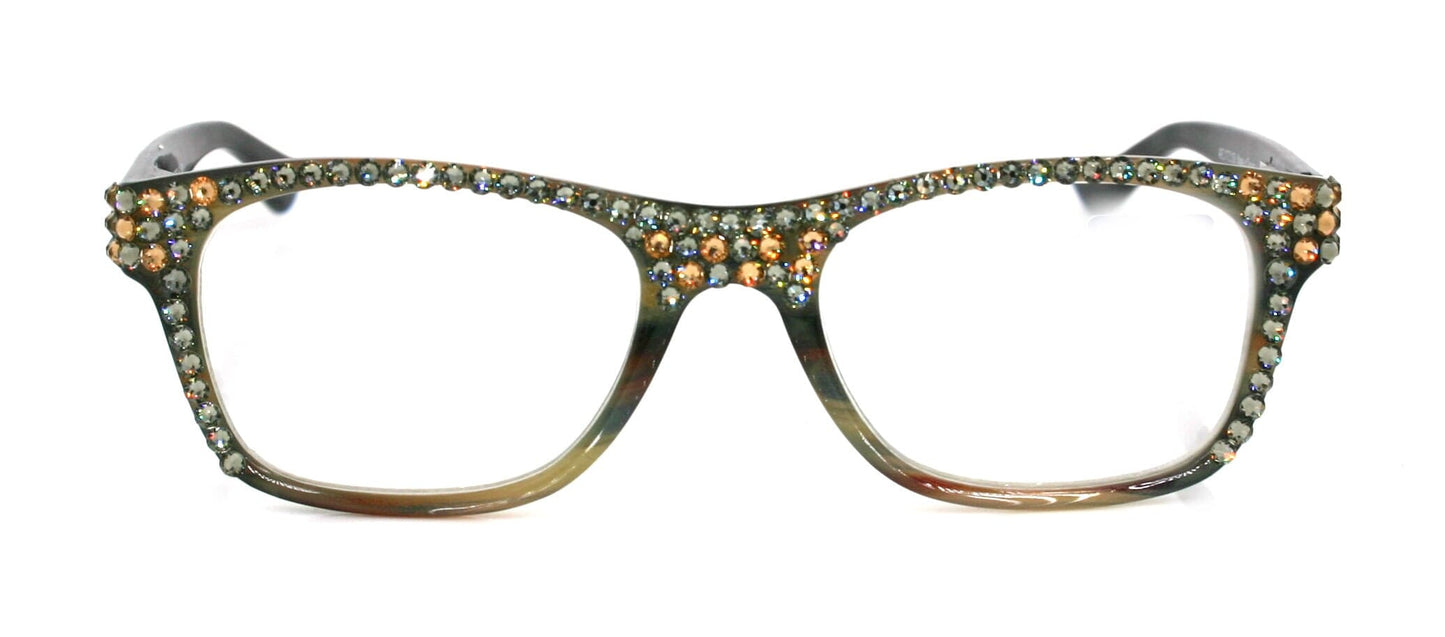 Kelly, (Bling) Women Reading Glasses W (Full Top) (Diamond, Light Colorado) Genuine European Crystals. +1.25 to +3, Retro, NY Fifth Avenue.