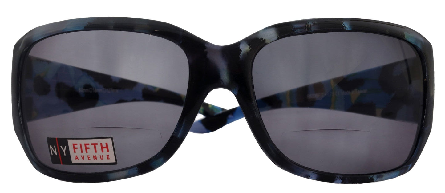 Lourdes, High-End Line Bifocal (Clear On Top) Sun Readers for Women Readers Sunglasses ( Blue with black) NY Fifth Avenue