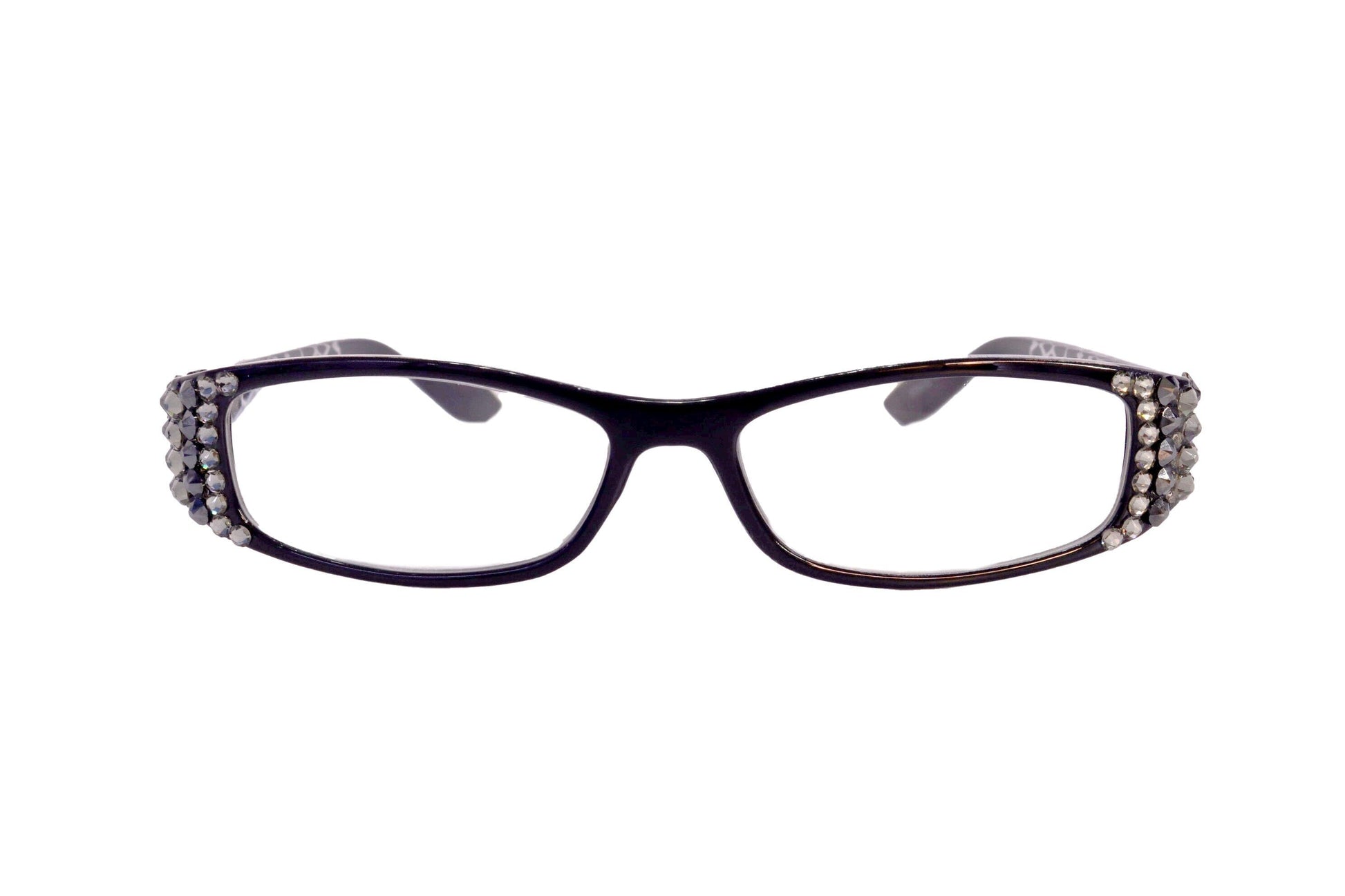 Lyon, (Bling) Reading Glasses with (Black Diamond, Hematite) (Dragon scale Pattern) Rectangular (Black) NY Fifth Avenue