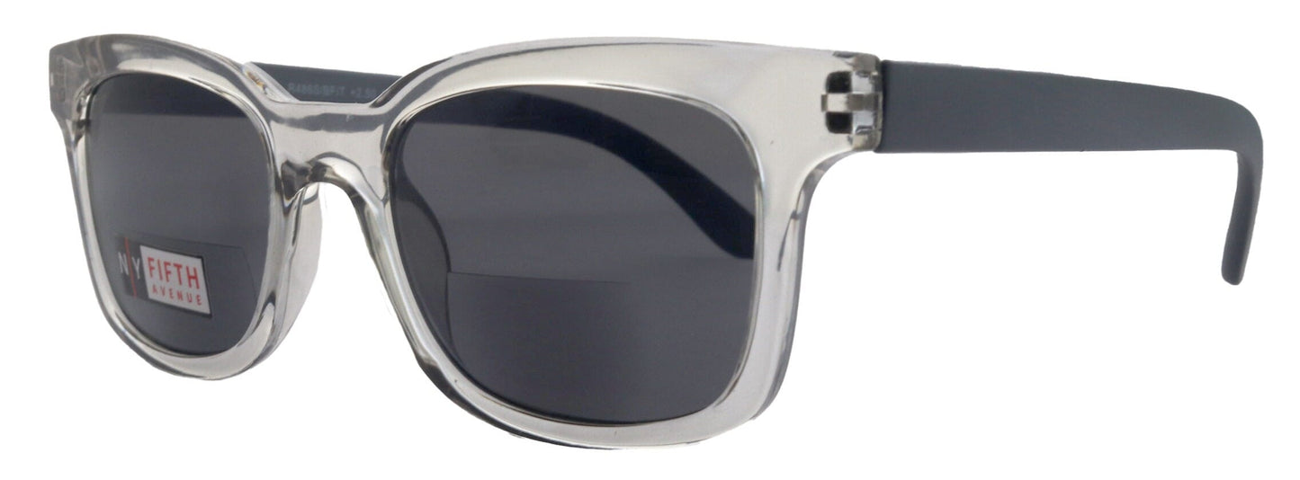 Mars, High-End Line Bifocal (Clear On Top) Sun Readers Unixes OR Non-Bifocal Readers Sunglasses (Transparent Grey) NY Fifth Avenue