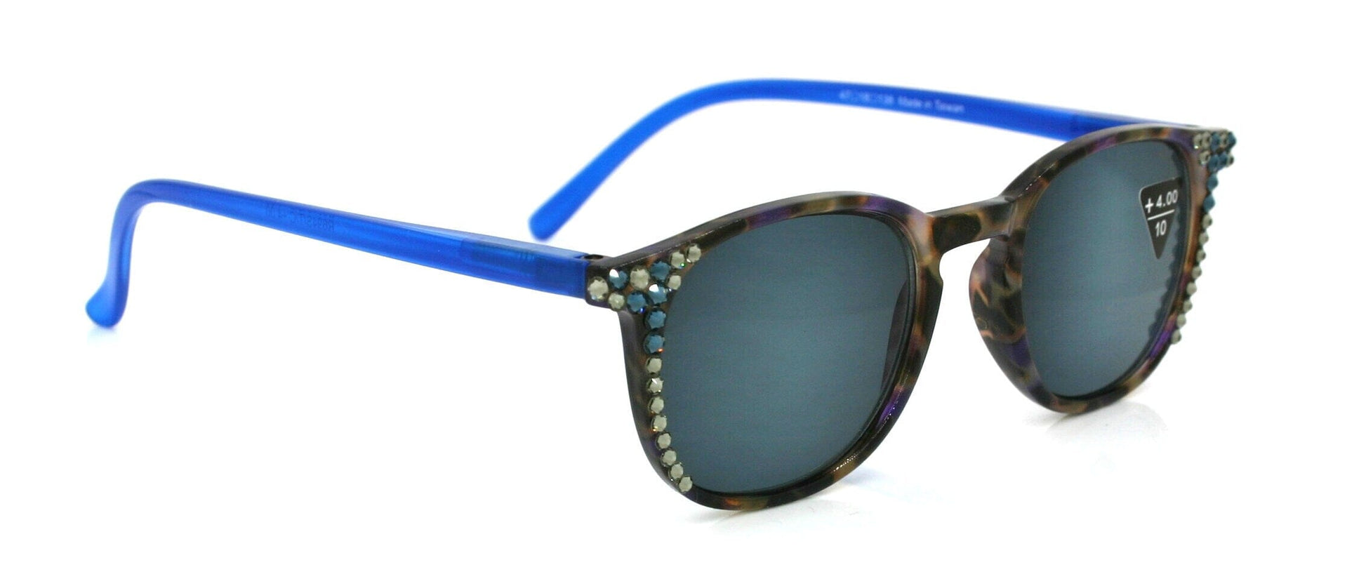 Maya, (Bling) (Sunglass Reader) (No Bifocal) 4 Women W (Black Diamond, Montana) Genuine European Crystals (Blue, Brown) NY Fifth Avenue