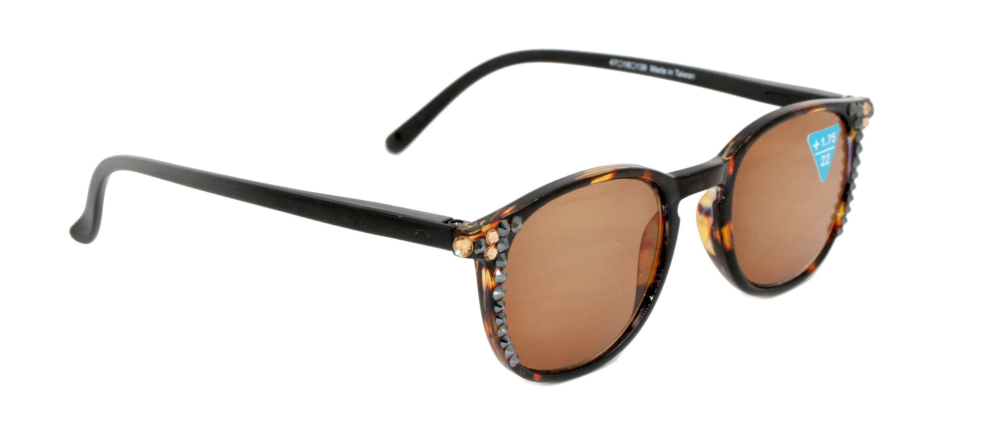 Maya, (Bling) (Sunglass Reader) (No Bifocal) 4 Women W (Hematite, L. Colorado) Genuine European Crystals (Black Brown) NY Fifth Avenue