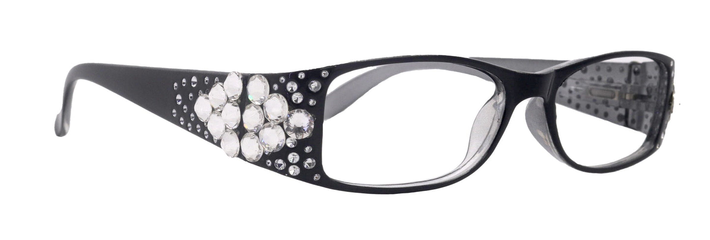 Merkel, The Diamond Crystal Shape, Bling Women Reading Glasses, Adorned w Clear Genuine European Crystals +1.50 to +3. NY Fifth Avenue.