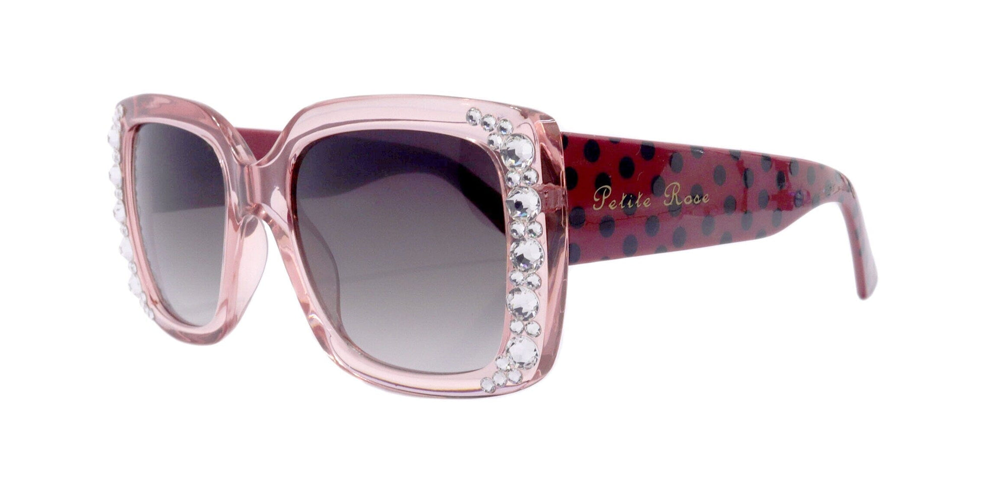 Minnie, (Bling) Women Sunglasses W (Hematite) Genuine European Crystals 100% UV Protection, Polka dot Translucent Clear, NY Fifth Avenue.