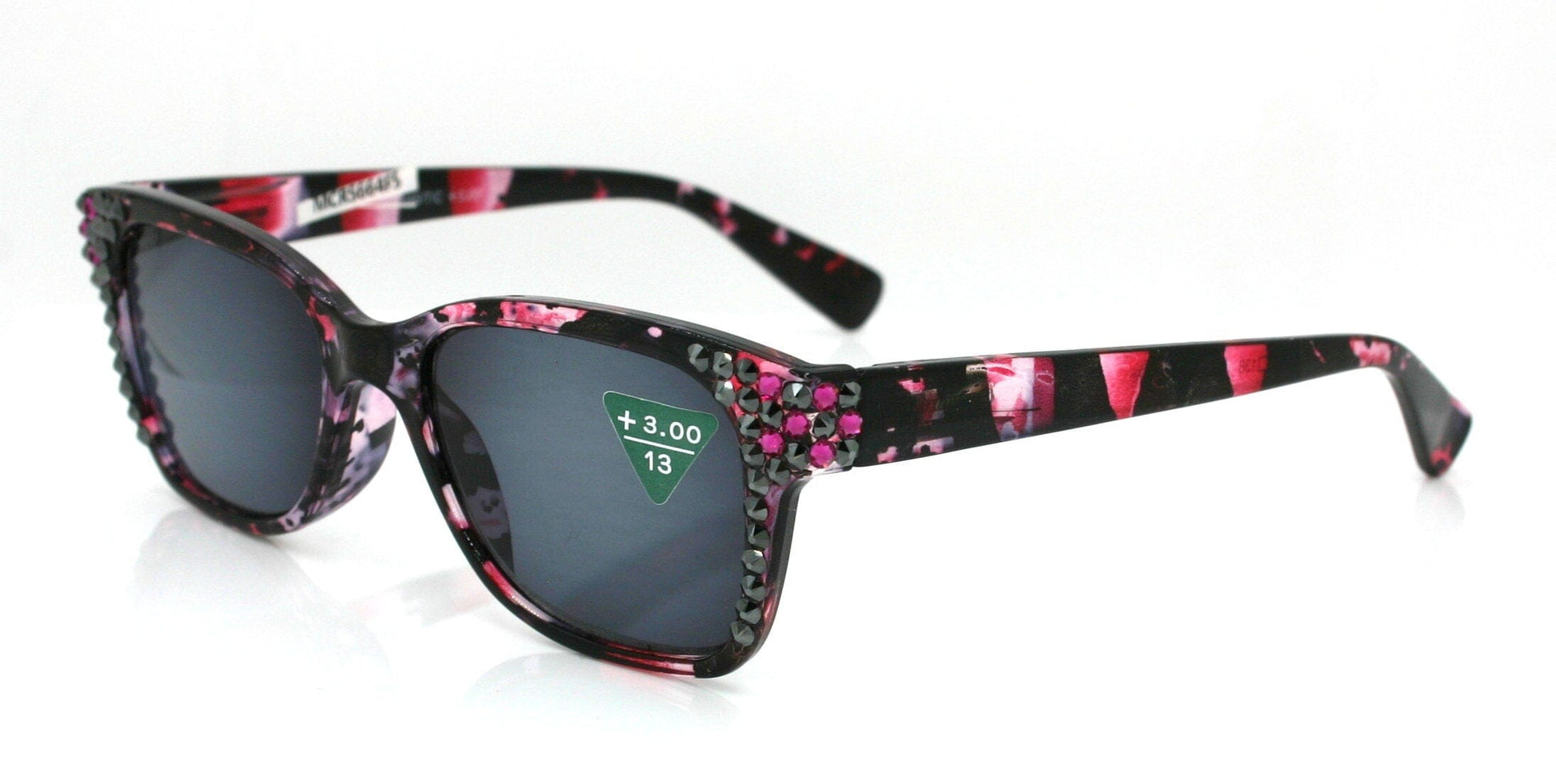 Oasis, (Bling) Sun Readers (No Bifocal) W (Hematite, Fuchsia) Genuine European Crystals (Pink) Tortoiseshell. NY Fifth Avenue