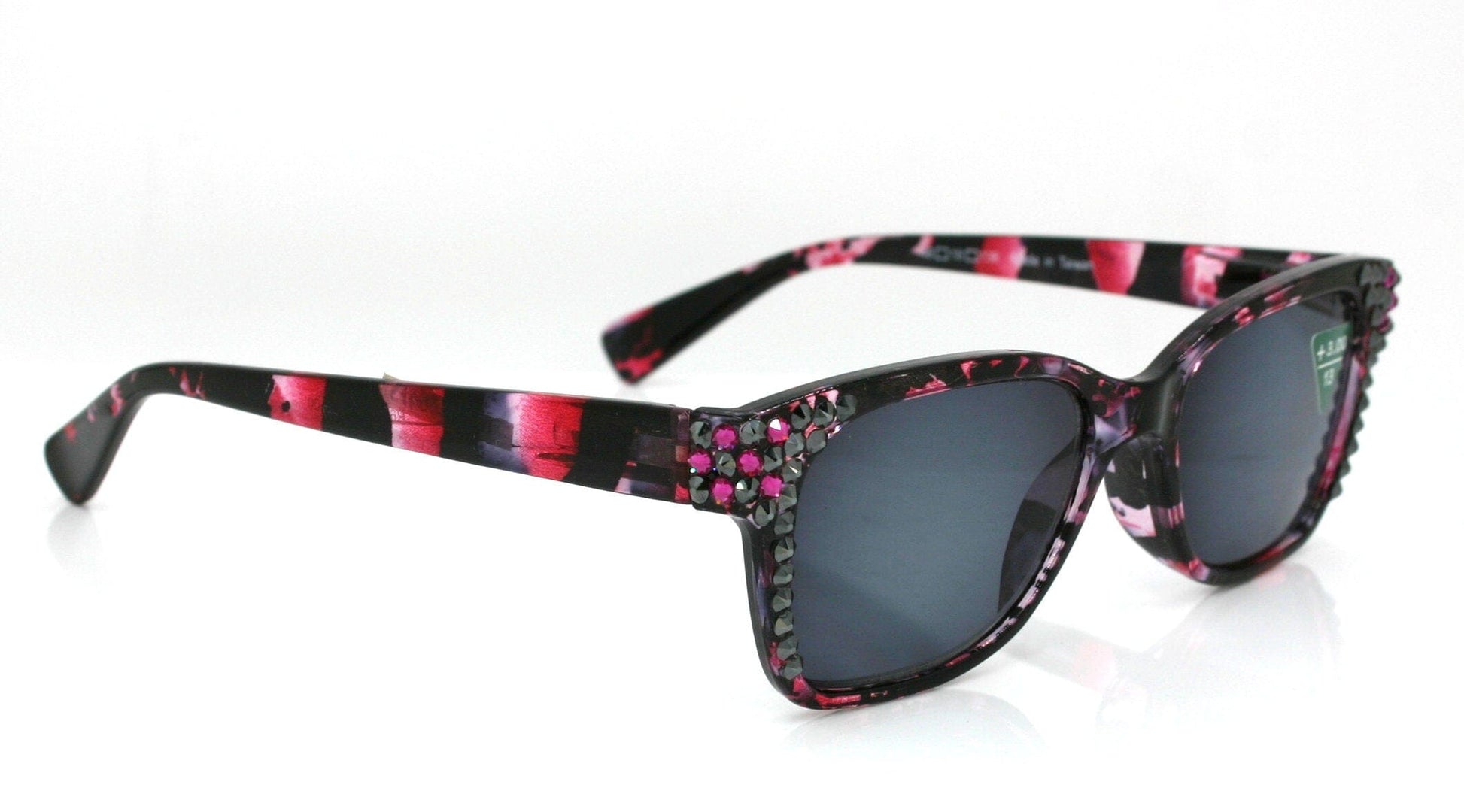 Oasis, (Bling) Sun Readers (No Bifocal) W (Hematite, Fuchsia) Genuine European Crystals (Pink) Tortoiseshell. NY Fifth Avenue