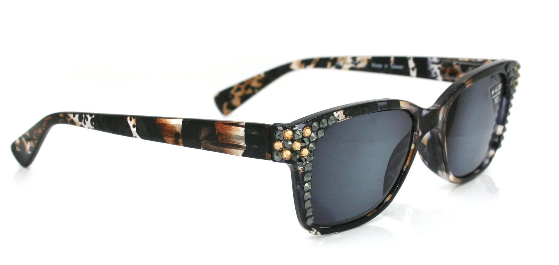 Oasis, (Bling) Sun Readers (No Bifocal) W (Hematite, L. Colorado) Genuine European Crystals (Brown) Tortoiseshell NY Fifth Avenue