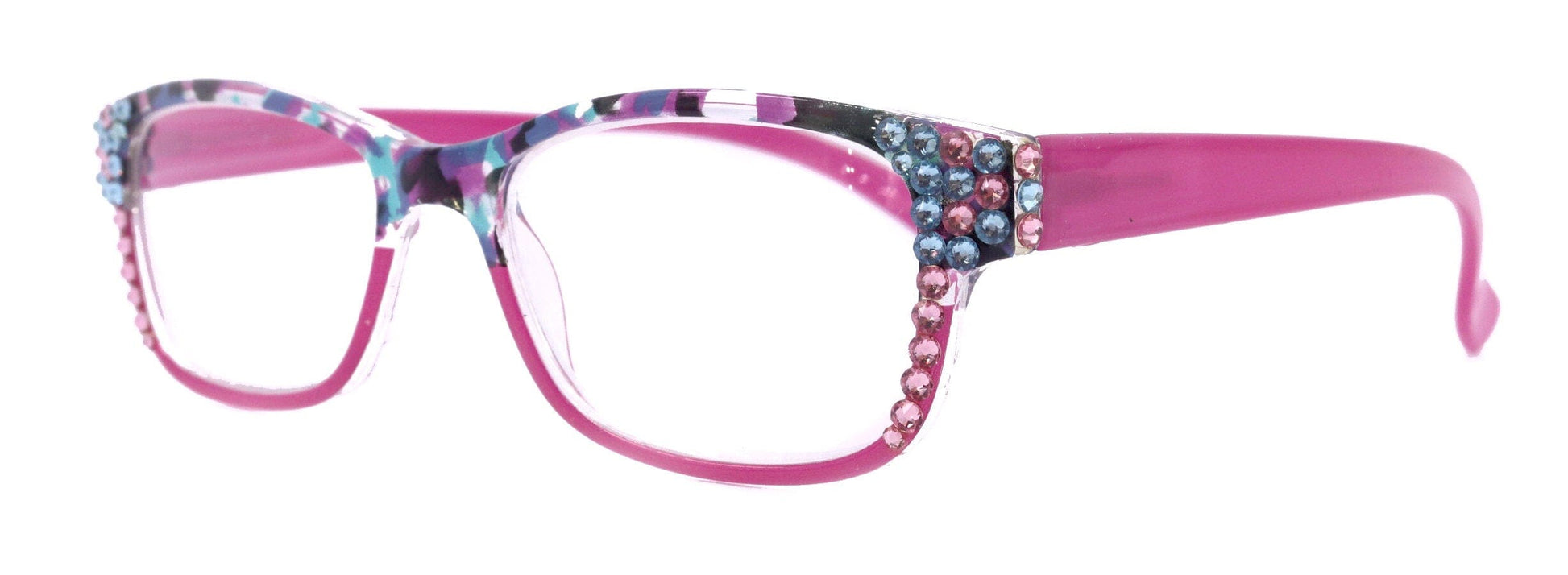 Olivia, (Bling) Women Reading Glasses Adorned W (Rose, Aquamarine) Genuine European Crystals. (Pink, Blue Tortoise Grey) NY fifth avenue