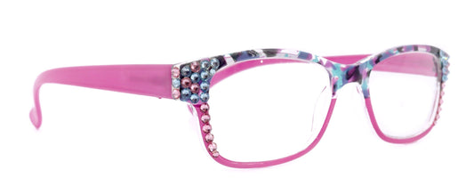 Olivia, (Bling) Women Reading Glasses Adorned W (Rose, Aquamarine) Genuine European Crystals. (Pink, Blue Tortoise Grey) NY fifth avenue