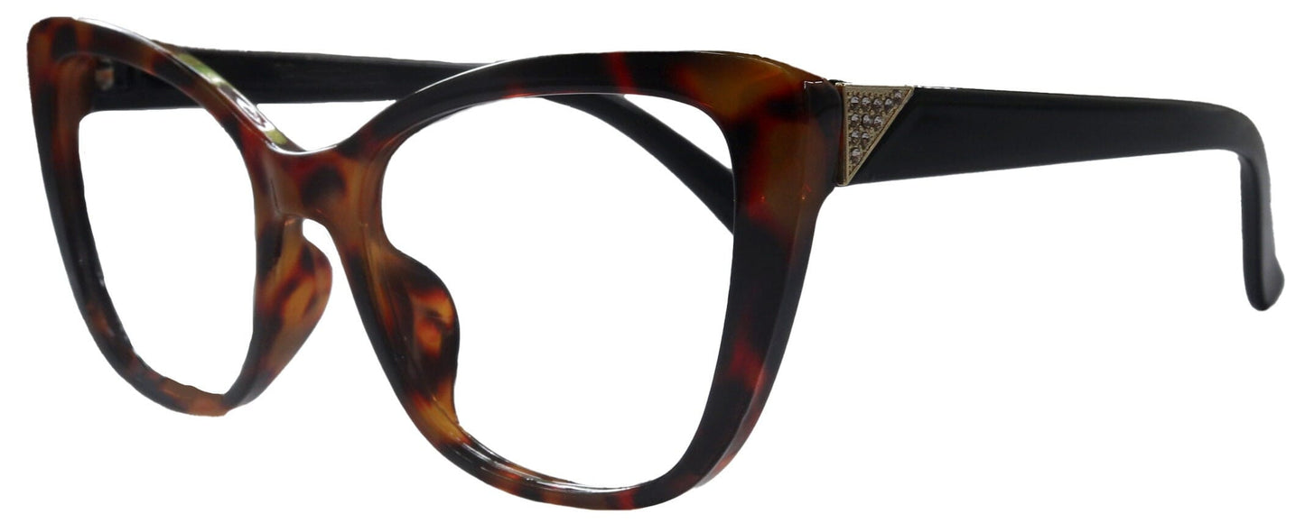 Parisian Fashion High End Line Bifocal OR Non-Bifocal Black W brown Tortoiseshell Reading Glasses Cat-Eye Chic, Inspired by NY Fifth Avenue