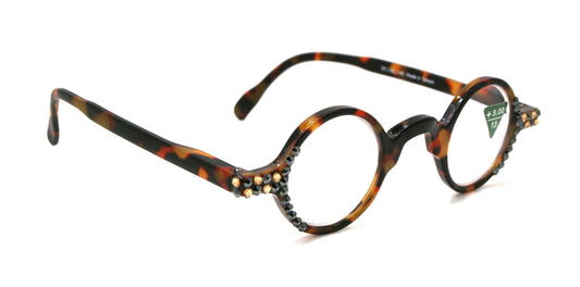 Picasso, (Bling) Women Reading Glasses W (Light Colorado, Cooper) Genuine European Crystals, Round (Brown) Tortoiseshell. NY Fifth Avenue