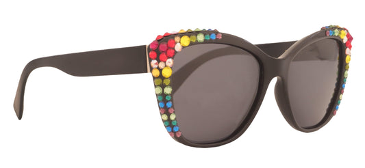 Ciro, Polarized Premium Fashion sunglasses with Genuine European Crystals Black Frame Colorful crystals NY Fifth Avenue