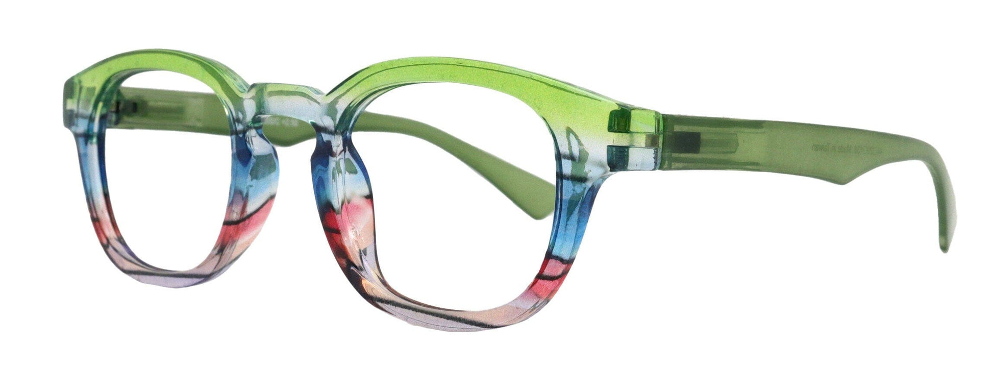 Premium Reading Glasses High End Readers +1.25 .. +4.00 (Green Transparent) Round Optical Frames. NY Fifth Avenue.