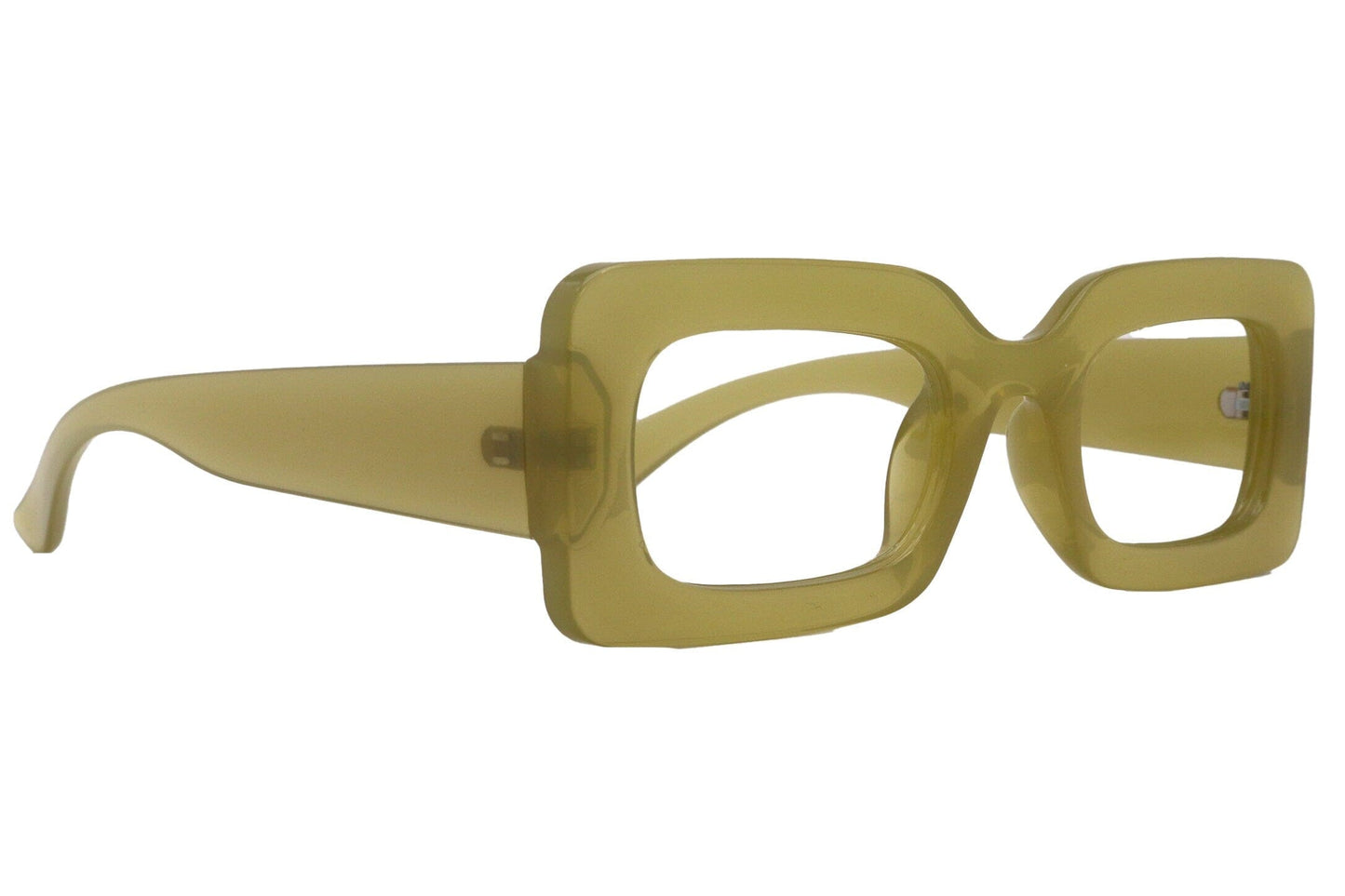 Premium Reading Glasses, High End Readers +1.25..+3 Magnifying Glasses Olive transparent Rectangular NY Fifth Avenue