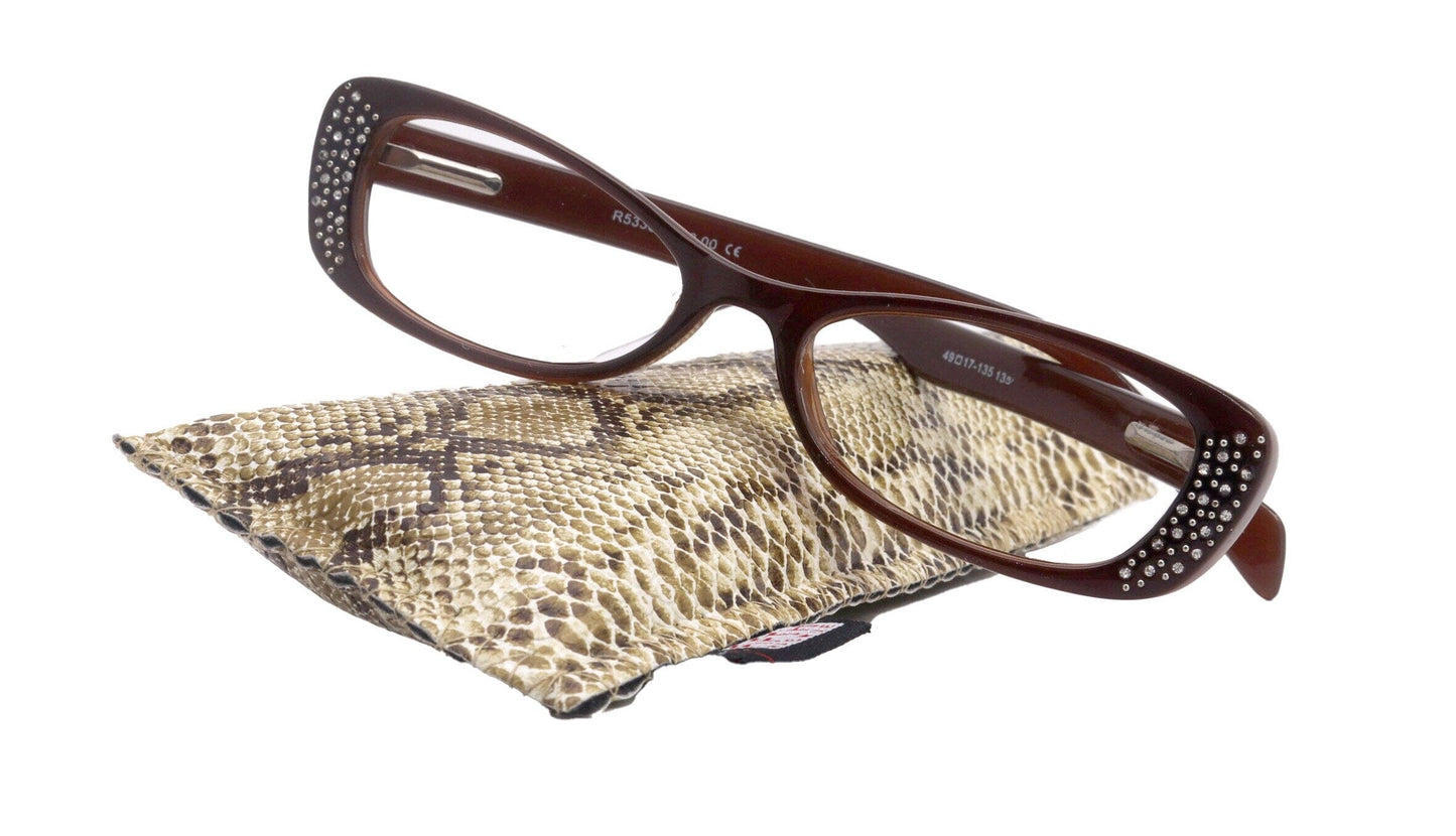 Premium Reading Glasses High End Reading Glass, Small Frame Brown +1.25 to +3.00 magnifying glasses, Cat Eye. optical Frames