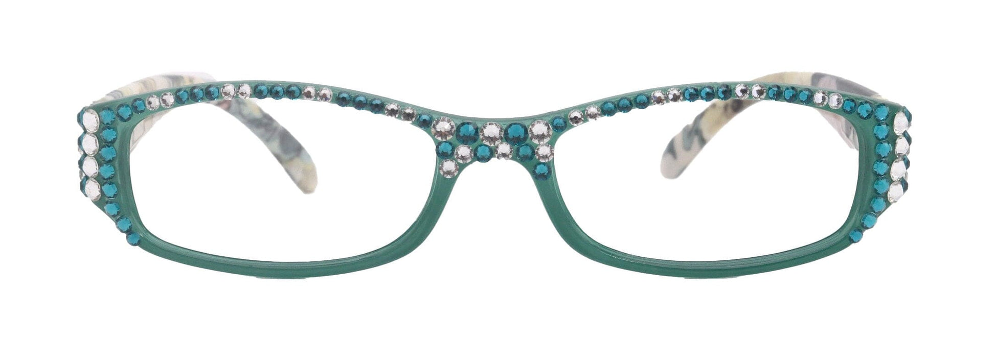 Rosie Bling Reading Glasses Women W (Clear N AB) Genuine European Crystals (Turquoise / Green) NY Fifth Avenue