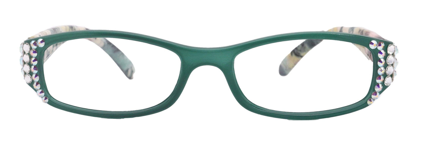 Rosie Bling Reading Glasses Women W (Clear N AB) Genuine European Crystals (Turquoise / Green) NY Fifth Avenue