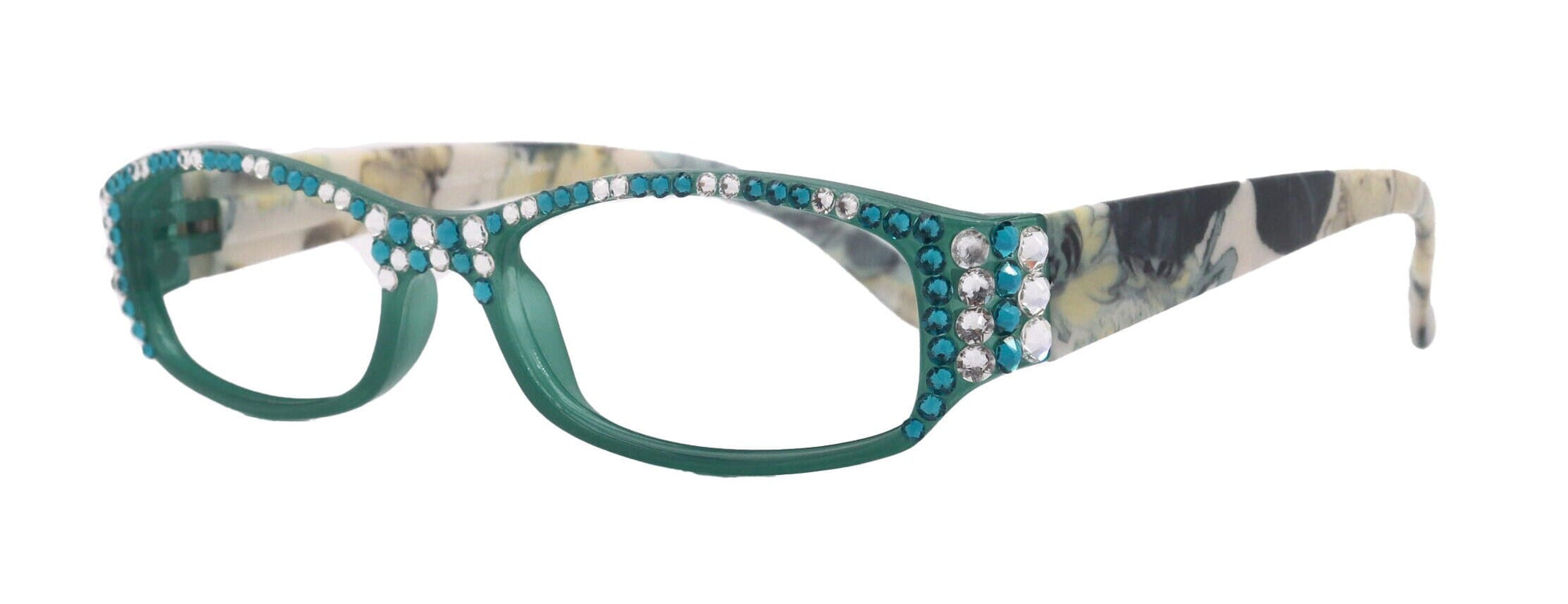 Rosie Bling Reading Glasses Women W (Clear N AB) Genuine European Crystals (Turquoise / Green) NY Fifth Avenue