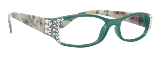 Rosie Bling Reading Glasses Women W (Clear N AB) Genuine European Crystals (Turquoise / Green) NY Fifth Avenue