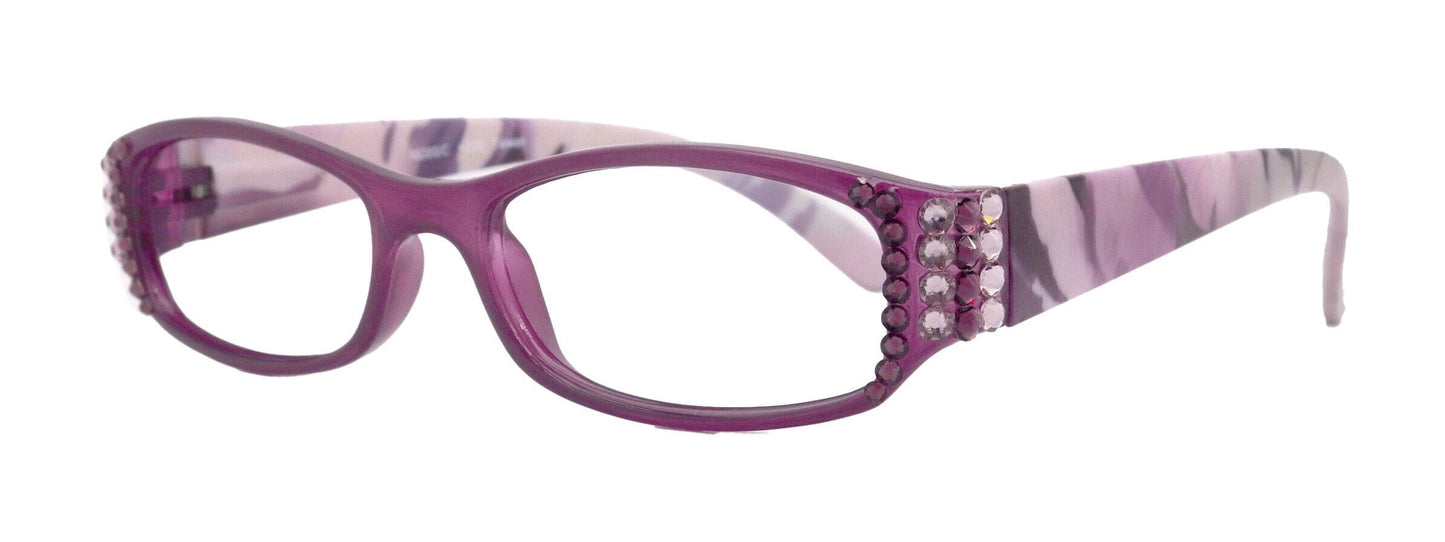 Rosie Bling Reading Glasses Women W (Light Amethyst N Amethyst) Genuine European Crystals (Purple) NY Fifth Avenue