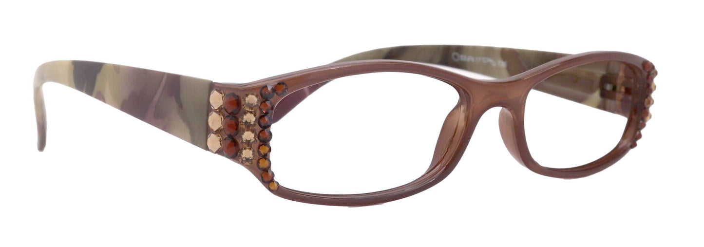 Rosie Bling Reading Glasses Women W (Light Colorado and Copper) Genuine European Crystals (Brown) NY Fifth Avenue